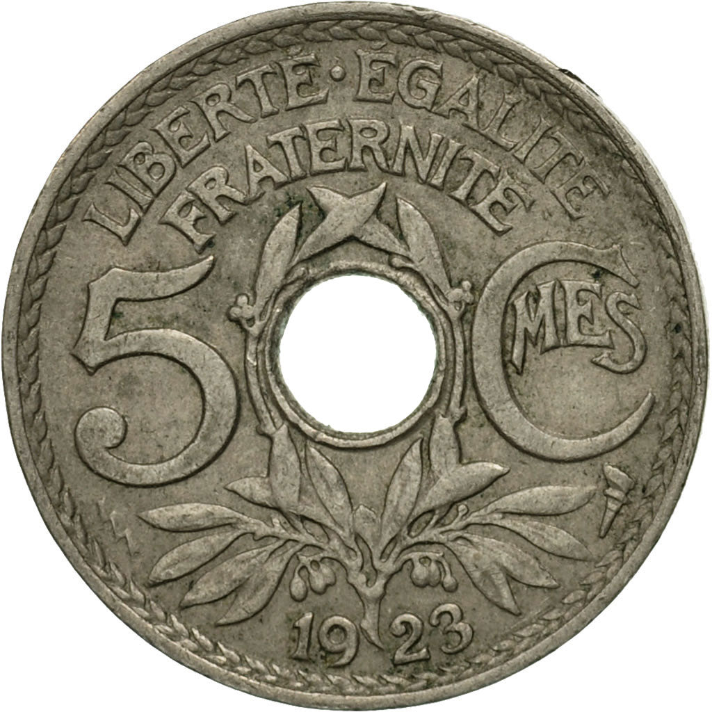 Coin, France, Lindauer, 5 Centimes, 1923, Poissy, EF(40-45), Copper-nickel
