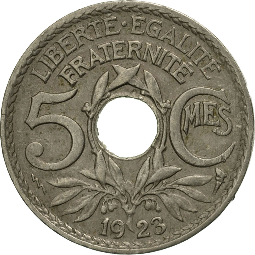 Coin, France, Lindauer, 5 Centimes, 1923, Poissy, EF(40-45), Copper-nickel