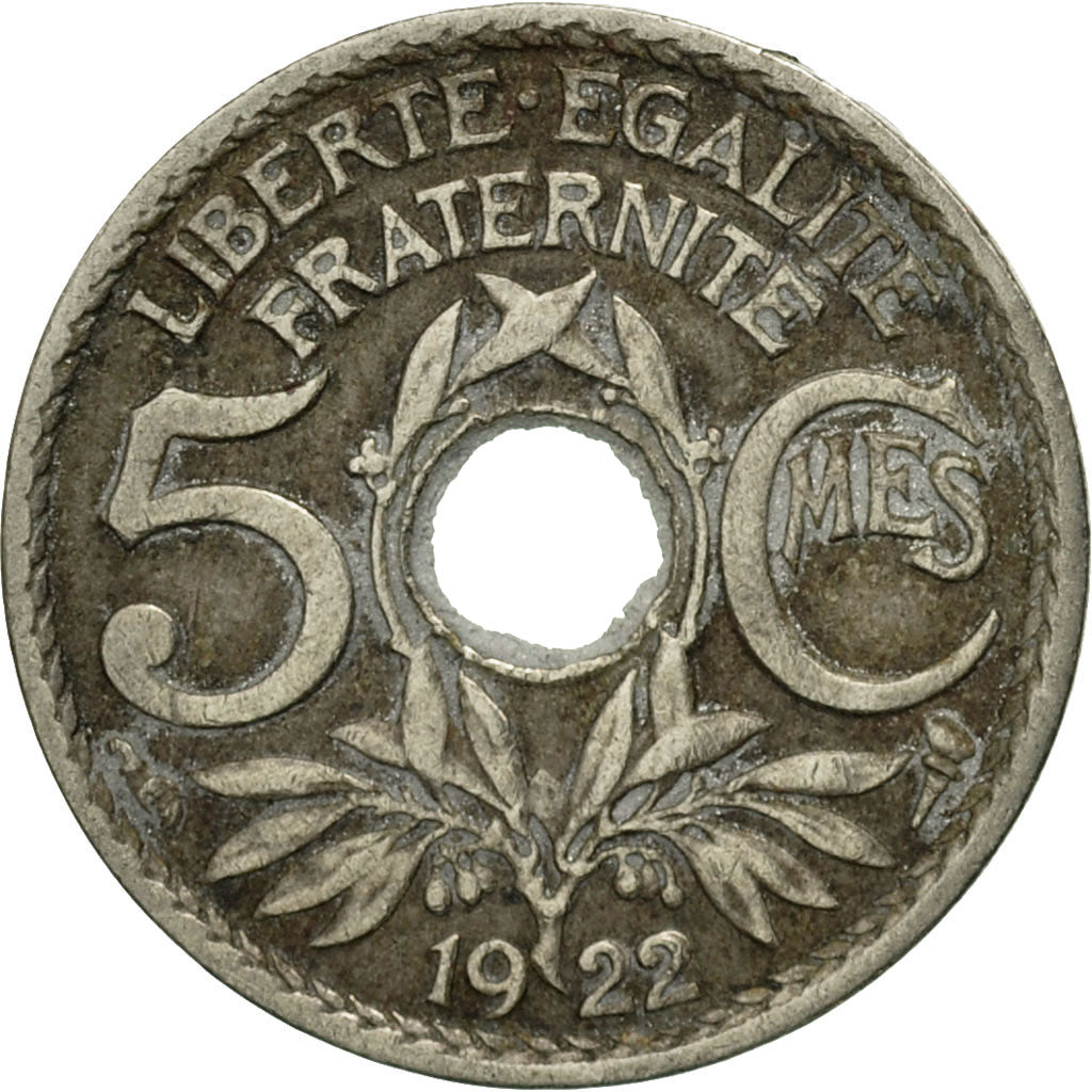 Moneta, Francia, Lindauer, 5 Centimes, 1922, Paris, MB, Rame-nichel, KM:875
