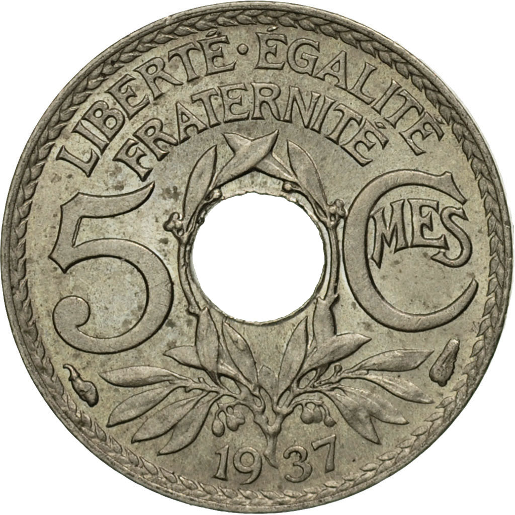 Münze, Frankreich, Lindauer, 5 Centimes, 1937, Paris, SS, Copper-nickel