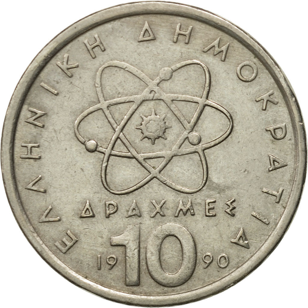 Münze, Griechenland, 10 Drachmes, 1990, S+, Copper-nickel, KM:132