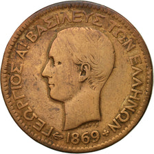 Moneta, Grecia, George I, 10 Lepta, 1869, Strassburg, MB, Rame, KM:43