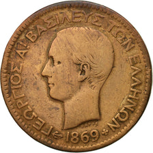 Monnaie, Grèce, George I, 10 Lepta, 1869, Strassburg, TB, Cuivre, KM:43