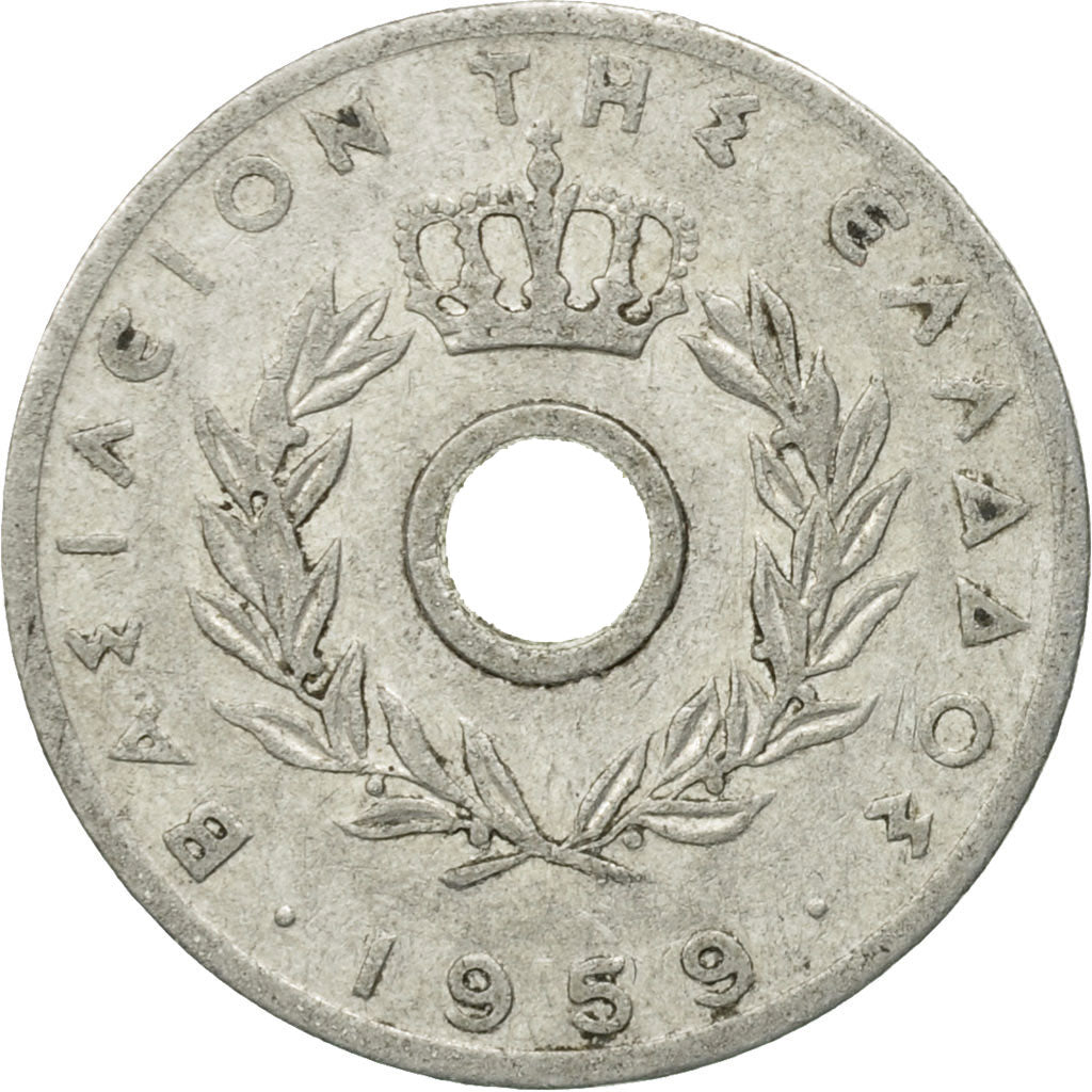 Moneta, Grecia, 10 Lepta, 1959, MB+, Alluminio, KM:78