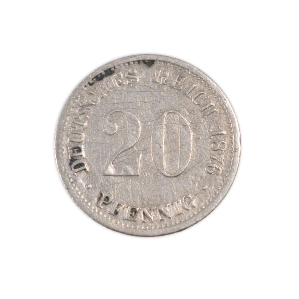 Coin, GERMANY - EMPIRE, Wilhelm I, 20 Pfennig, 1876, Munich, VF(20-25), Silver