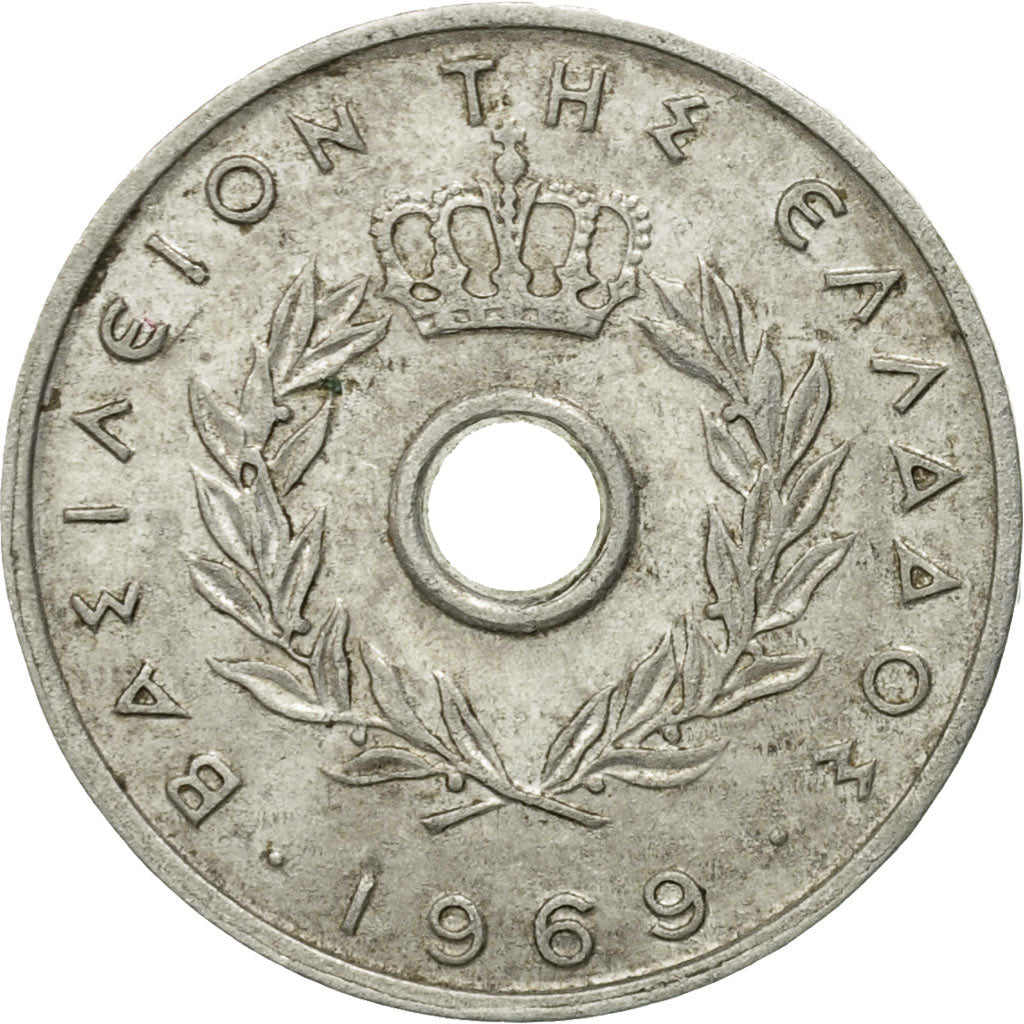 Moneta, Grecia, 10 Lepta, 1969, MB+, Alluminio, KM:78