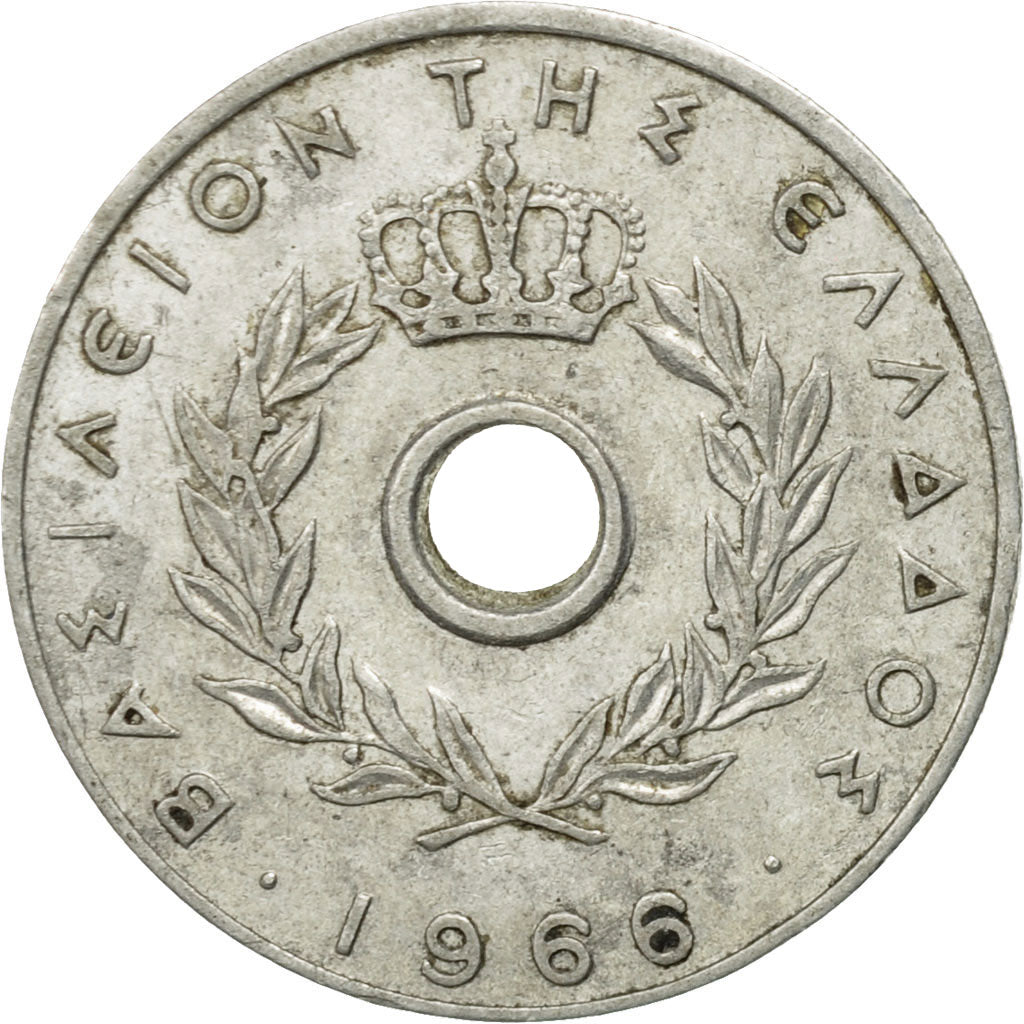 Moneta, Grecia, 10 Lepta, 1966, MB, Alluminio, KM:78