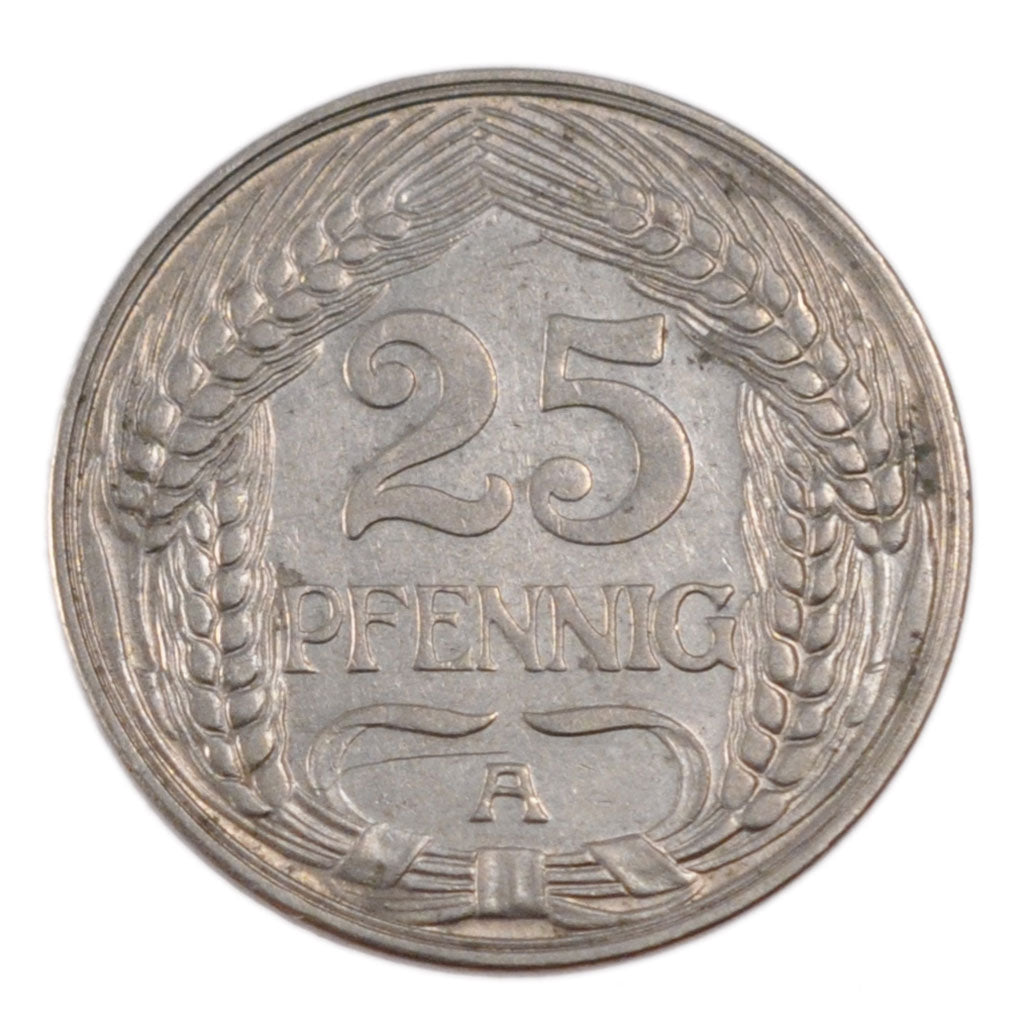GERMANY - EMPIRE, 25 Pfennig, 1910, Berlin, KM #18, EF(40-45), Nickel, 23, 4.20