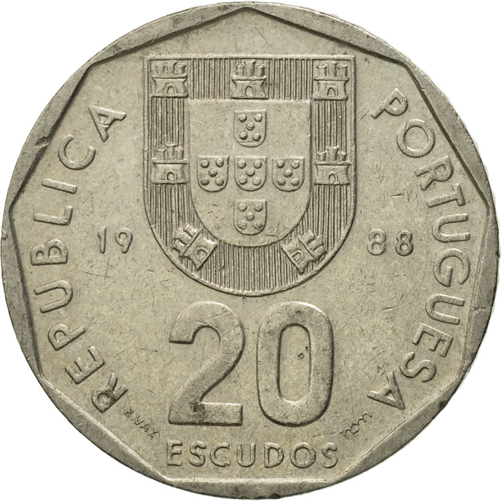 Monnaie, Portugal, 20 Escudos, 1988, Lisbonne, TB+, Copper-nickel, KM:634.1