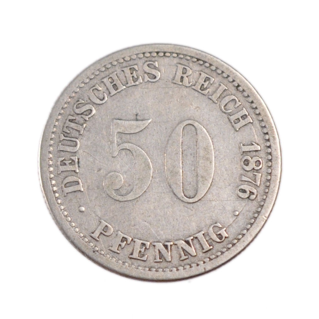 Coin, GERMANY - EMPIRE, Wilhelm I, 50 Pfennig, 1876, Munich, VF(20-25), Silver