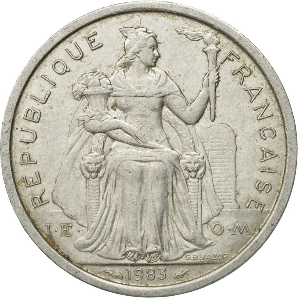 Coin, French Polynesia, 2 Francs, 1983, Paris, VF(30-35), Aluminum, KM:10