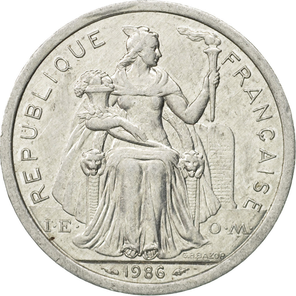 Coin, French Polynesia, 2 Francs, 1986, Paris, EF(40-45), Aluminum, KM:10