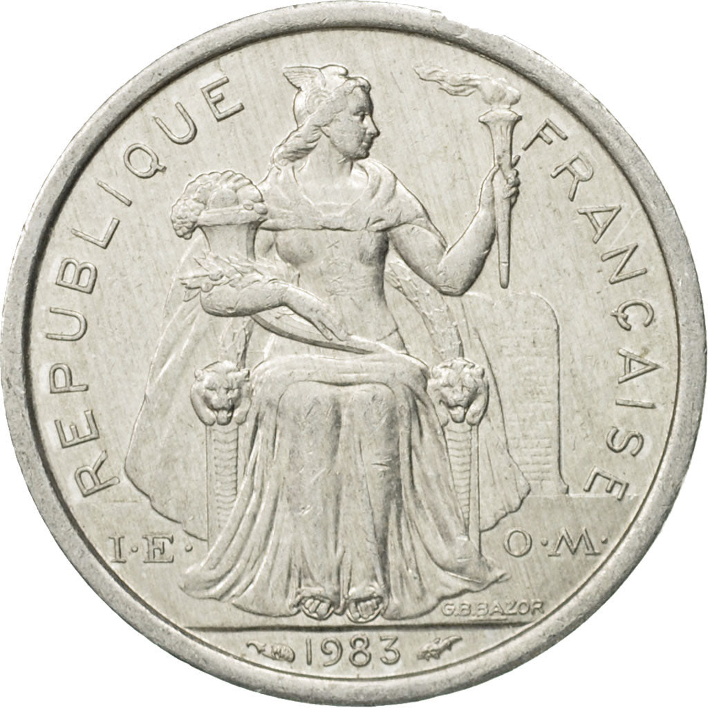 Coin, French Polynesia, Franc, 1983, Paris, EF(40-45), Aluminum, KM:11