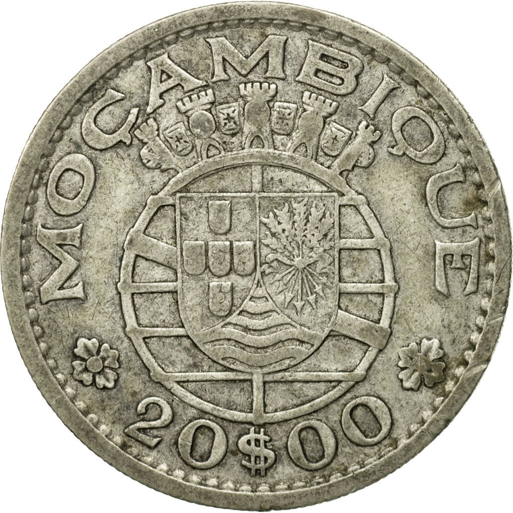Moneta, Mozambico, 20 Escudos, 1952, MB, Argento, KM:80