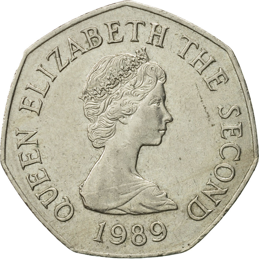 Monnaie, Jersey, Elizabeth II, 50 Pence, 1989, TTB, Copper-nickel, KM:58.1
