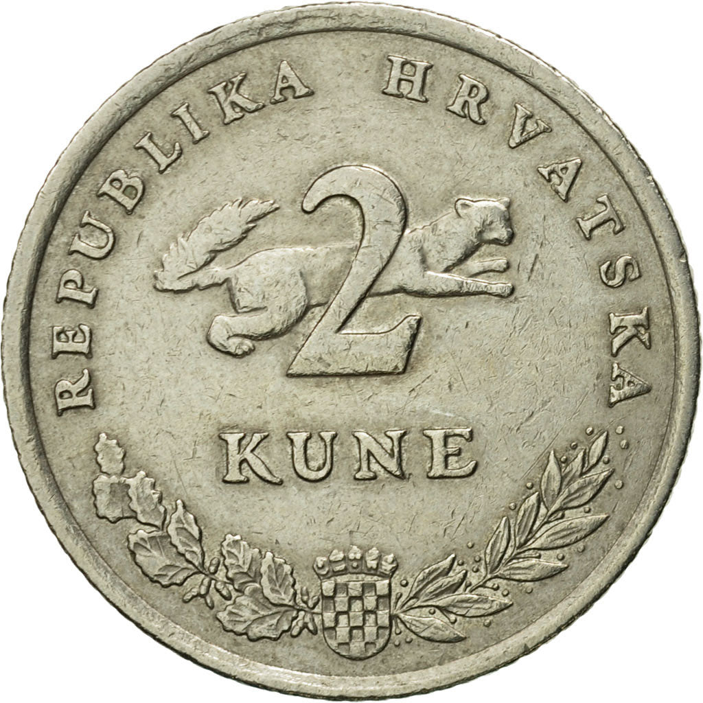 Moneta, Chorwacja, 2 Kune, 2002, VF(30-35), Miedź-Nikiel-Cynk, KM:21