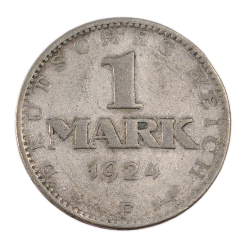 GERMANY, WEIMAR REPUBLIC, Mark, 1924, Stuttgart, KM #42, VF(30-35), Silver, 23,.
