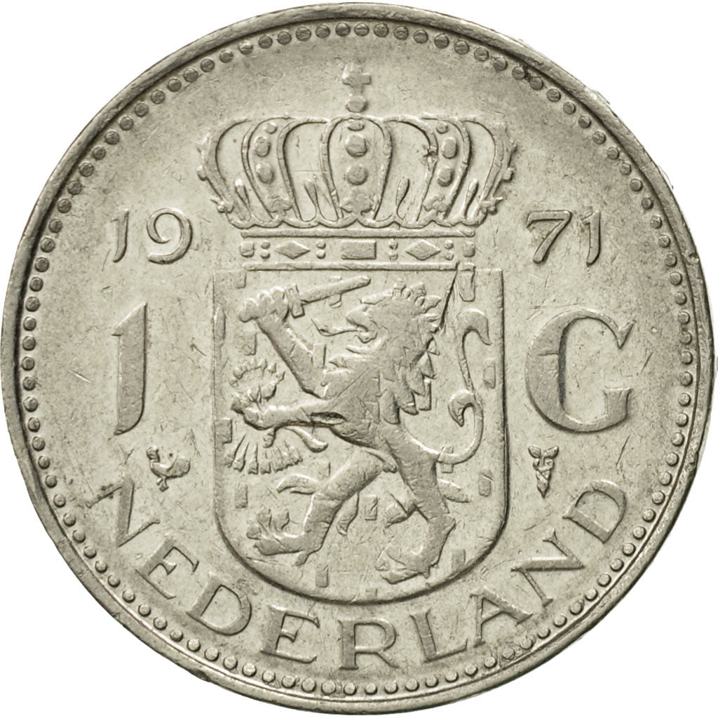 Moneda, Países Bajos, Juliana, Gulden, 1971, BC+, Níquel, KM:184a