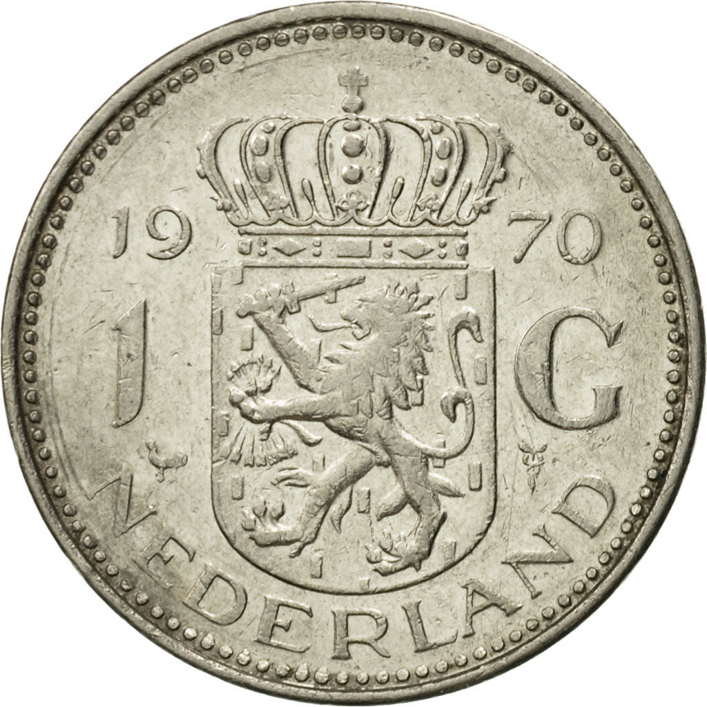 Moneda, Países Bajos, Juliana, Gulden, 1970, BC+, Níquel, KM:184a