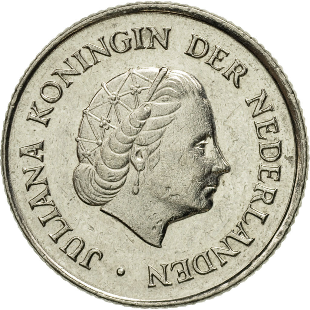 Moneda, Países Bajos, Juliana, 25 Cents, 1972, MBC, Níquel, KM:183