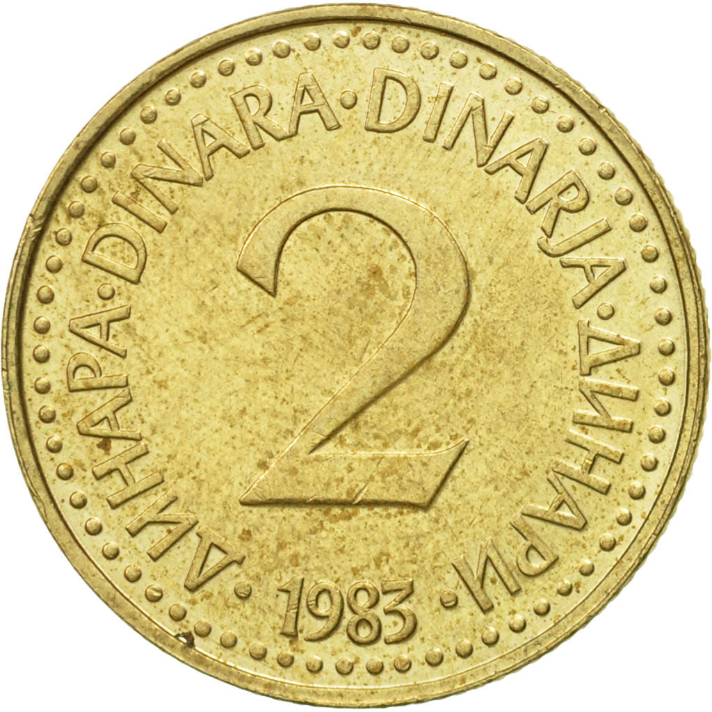 Coin, Yugoslavia, 2 Dinara, 1983, EF(40-45), Nickel-brass, KM:87