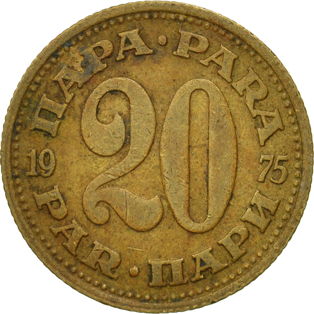 Moneda, Yugoslavia, 20 Para, 1975, MBC, Latón, KM:45