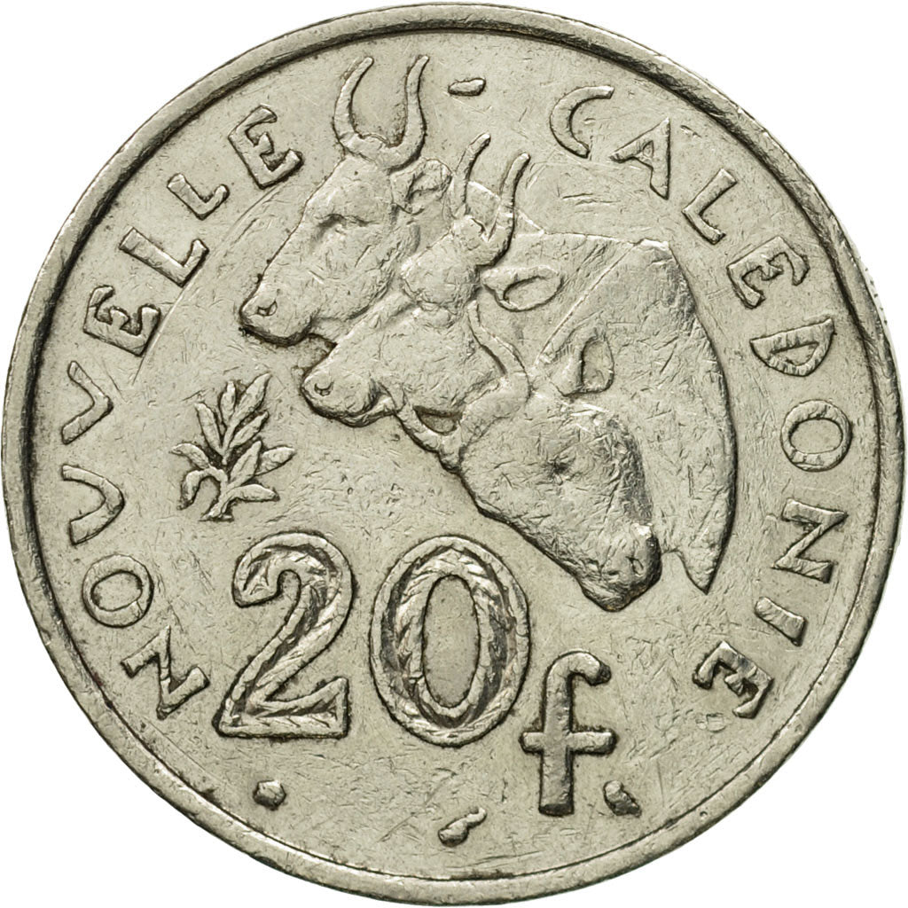 Moneta, Nuova Caledonia, 20 Francs, 1967, Paris, BB, Nichel, KM:6