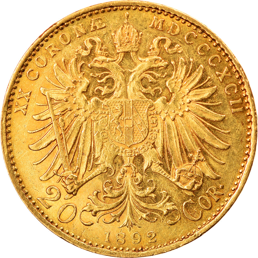 Moneda, Austria, Franz Joseph I, 20 Corona, 1892, EBC+, Oro