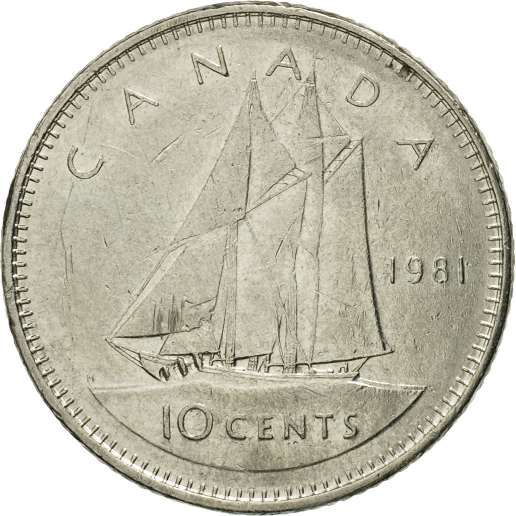 Coin, Canada, Elizabeth II, 10 Cents, 1981, Royal Canadian Mint, Ottawa