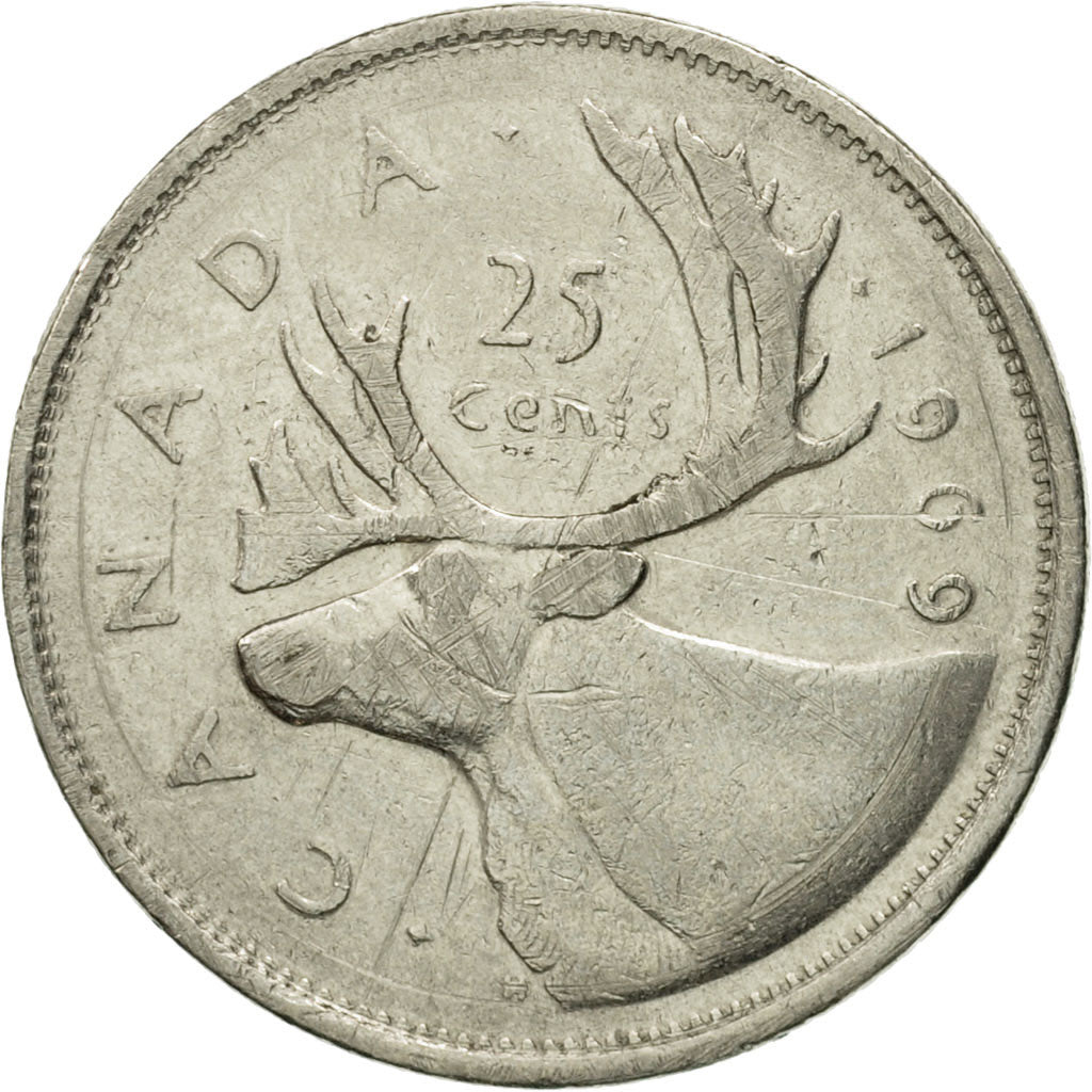 Coin, Canada, Elizabeth II, 25 Cents, 1969, Royal Canadian Mint, Ottawa