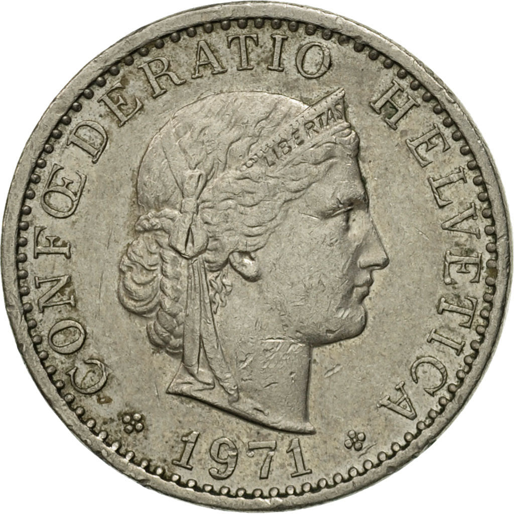 Coin, Switzerland, 20 Rappen, 1971, Bern, VF(30-35), Copper-nickel, KM:29a