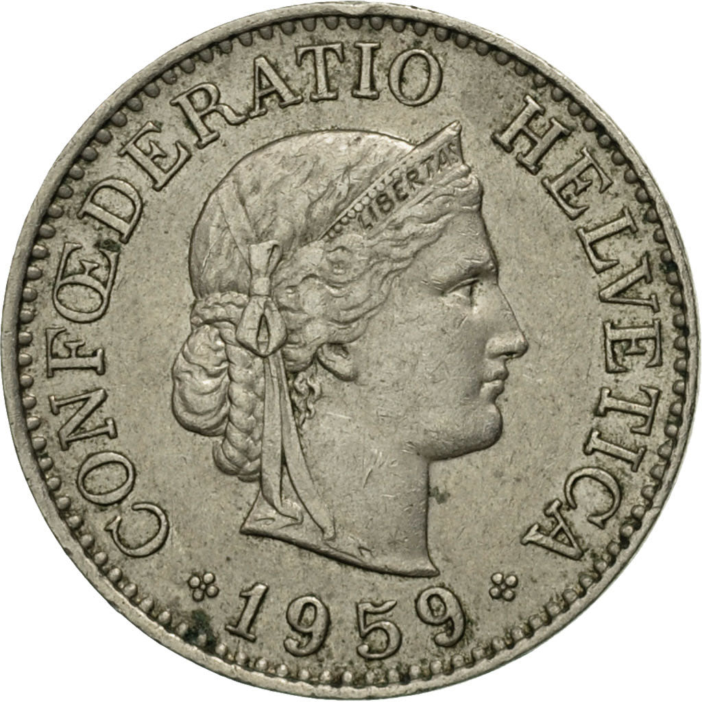 Coin, Switzerland, 10 Rappen, 1959, Bern, VF(30-35), Copper-nickel, KM:27