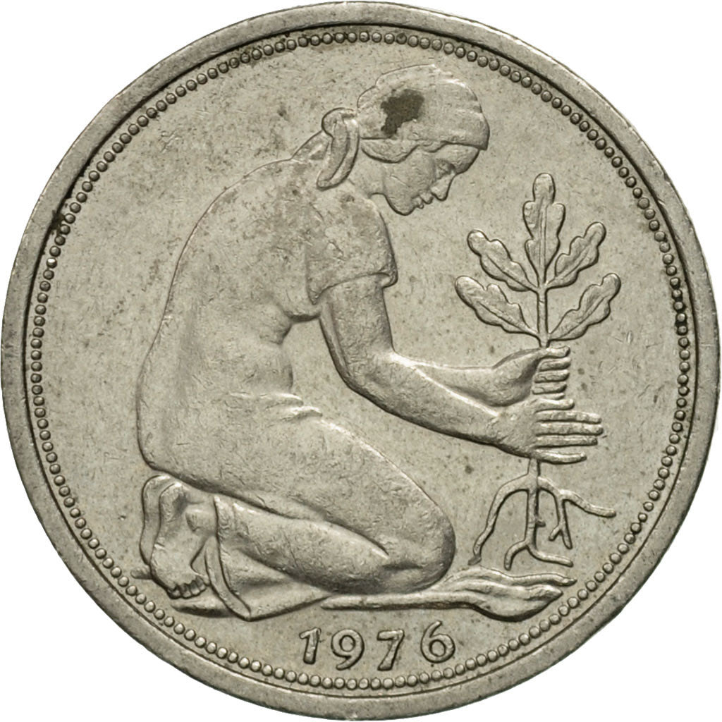 Münze, Bundesrepublik Deutschland, 50 Pfennig, 1976, Munich, S+, Copper-nickel