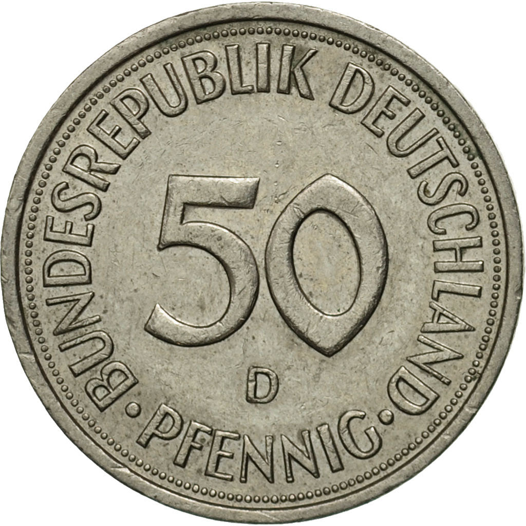 Münze, Bundesrepublik Deutschland, 50 Pfennig, 1976, Munich, S+, Copper-nickel