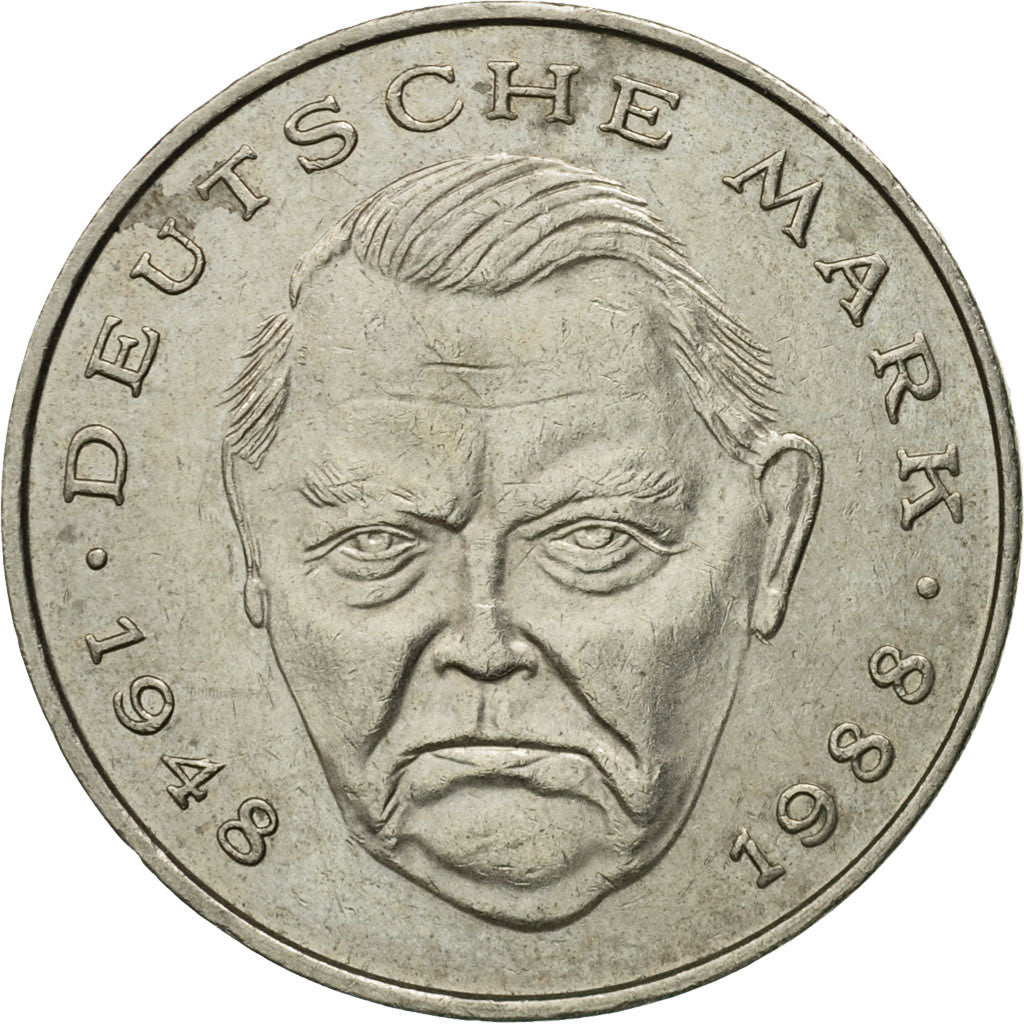 Moneta, GERMANIA - REPUBBLICA FEDERALE, 2 Mark, 1988, Stuttgart, MB+, Nichel