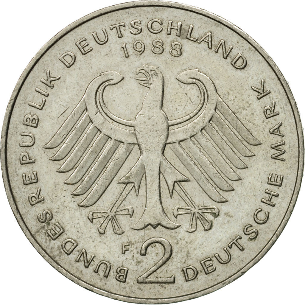 Moneta, GERMANIA - REPUBBLICA FEDERALE, 2 Mark, 1988, Stuttgart, MB+, Nichel