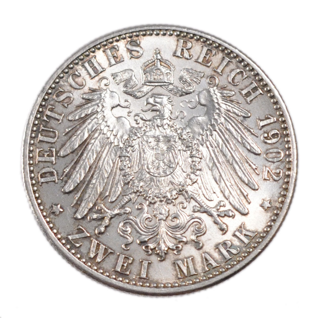 GERMAN STATES, 2 Mark, 1902, KM #271, AU(55-58), Silver, 28, 11.10