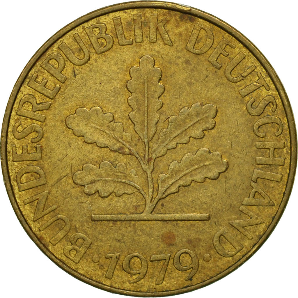 Coin, GERMANY - FEDERAL REPUBLIC, 10 Pfennig, 1979, Hambourg, VF(30-35), Brass