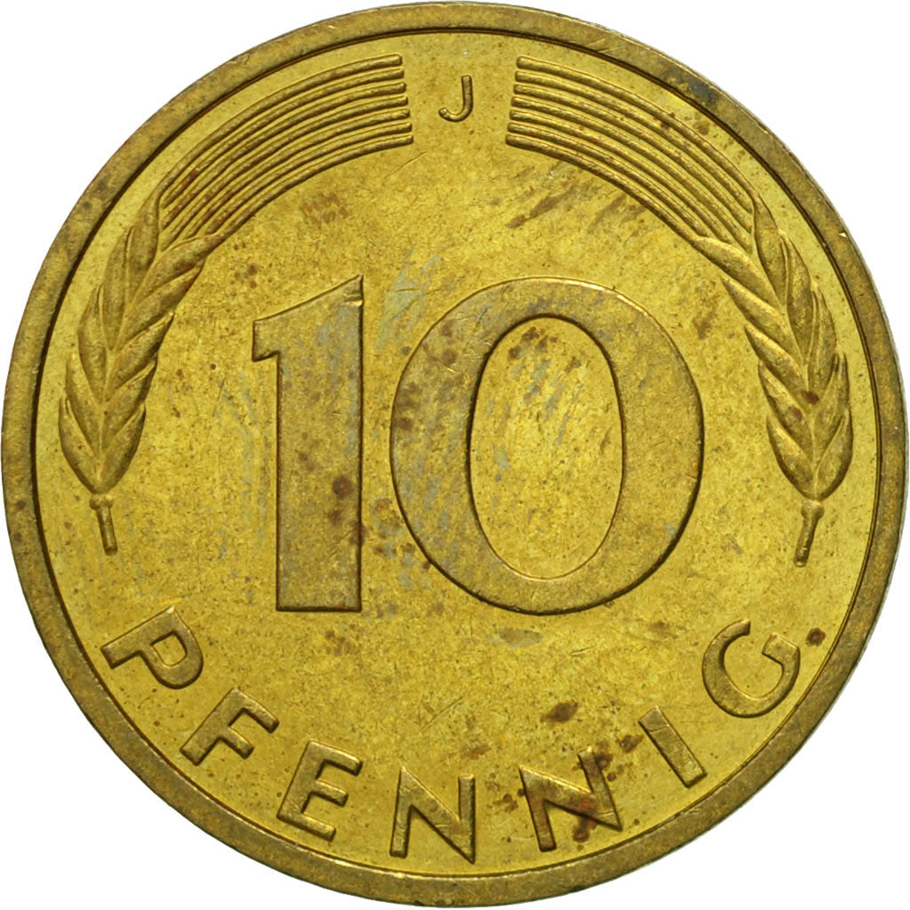 Coin, GERMANY - FEDERAL REPUBLIC, 10 Pfennig, 1988, Hambourg, VF(30-35), Brass