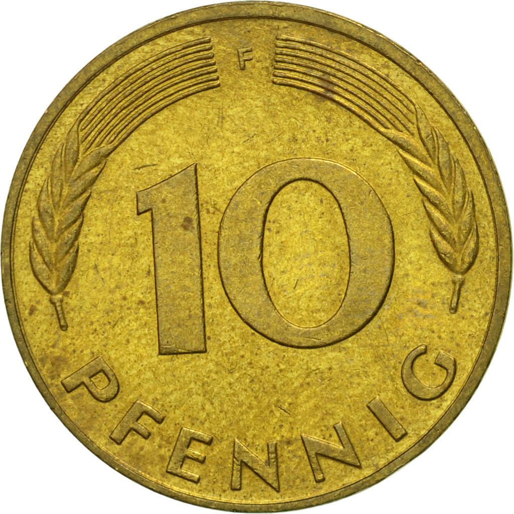 Moneta, Niemcy - RFN, 10 Pfennig, 1988, Stuttgart, VF(30-35), Mosiądz powlekany