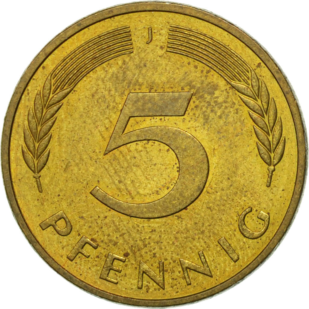 Monnaie, République fédérale allemande, 5 Pfennig, 1987, Hambourg, TB+, Brass