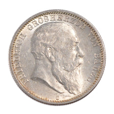 GERMAN STATES, 2 Mark, 1907, Karlsruhe, KM #278, AU(55-58), Silver, 28, 11.00