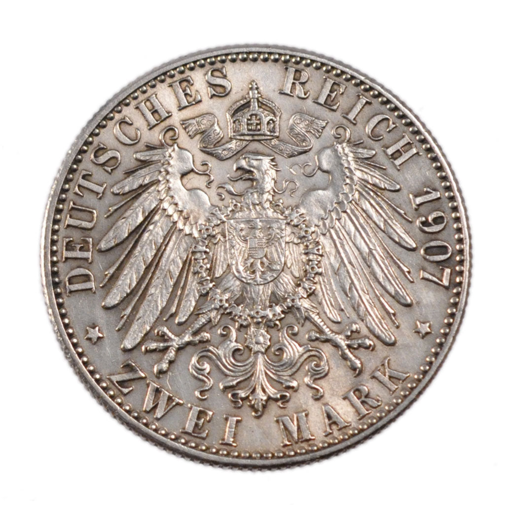 Coin, German States, BADEN, Friedrich I, 2 Mark, 1907, Stuttgart, AU(55-58)