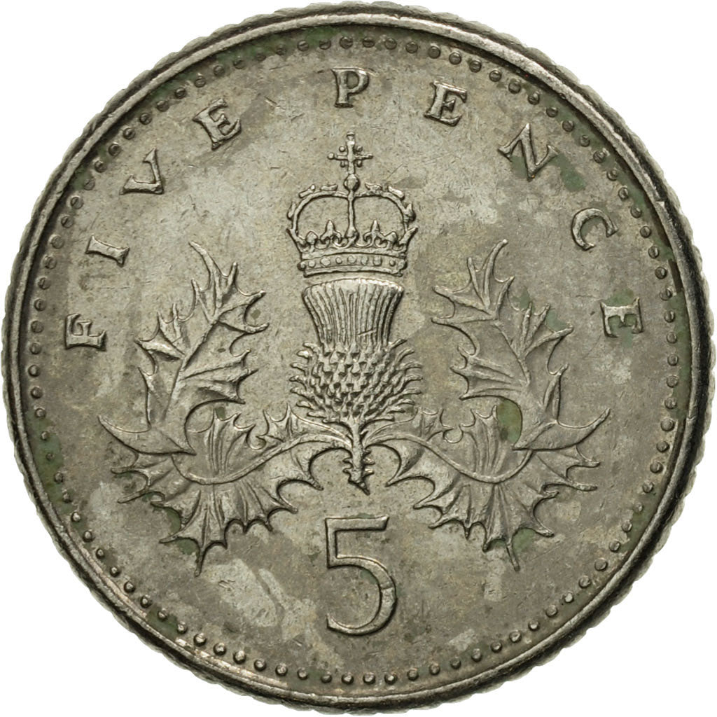 Coin, Great Britain, Elizabeth II, 5 Pence, 1991, VF(30-35), Copper-nickel