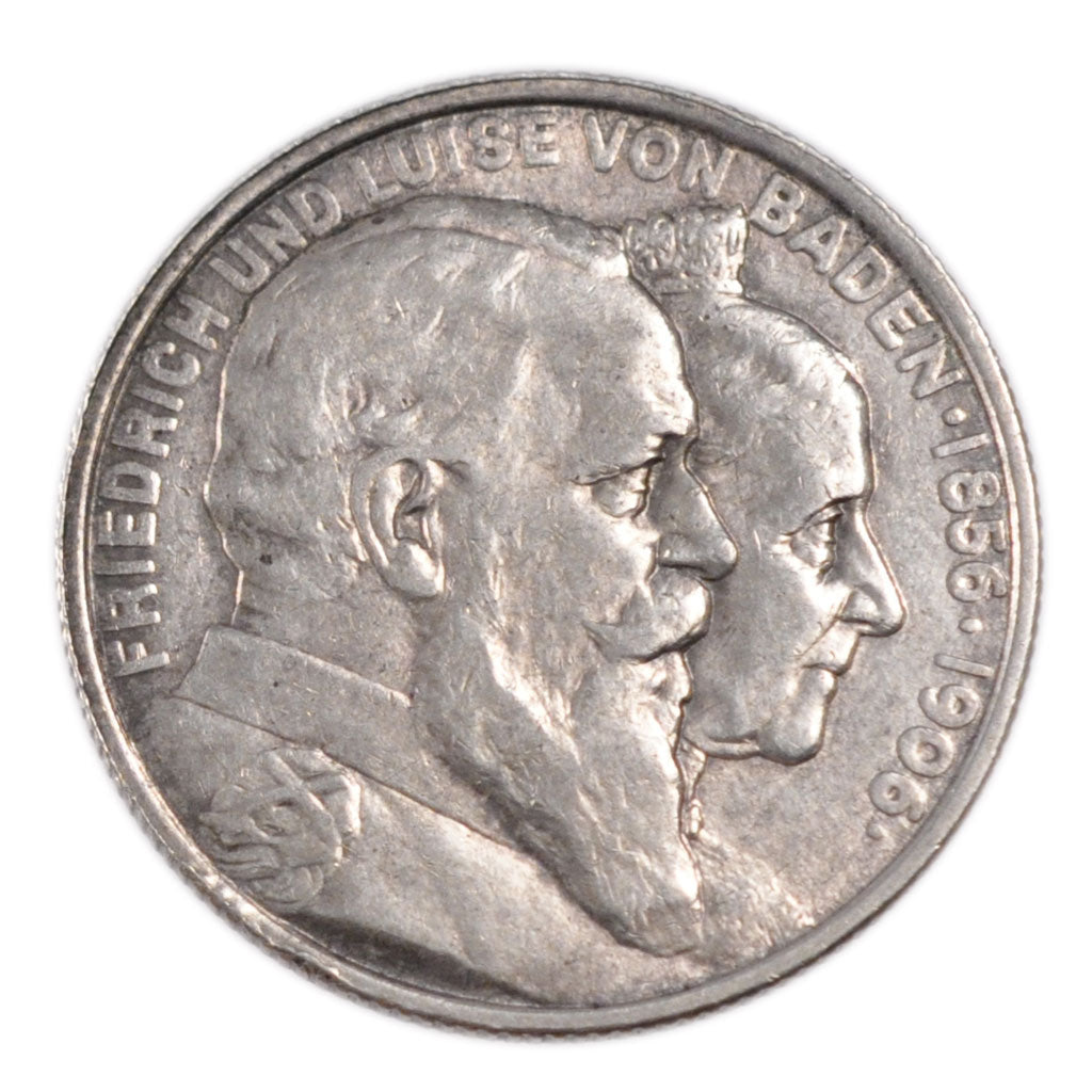 GERMAN STATES, 2 Mark, 1906, Karlsruhe, KM #276, EF(40-45), Silver, 28, 11.10