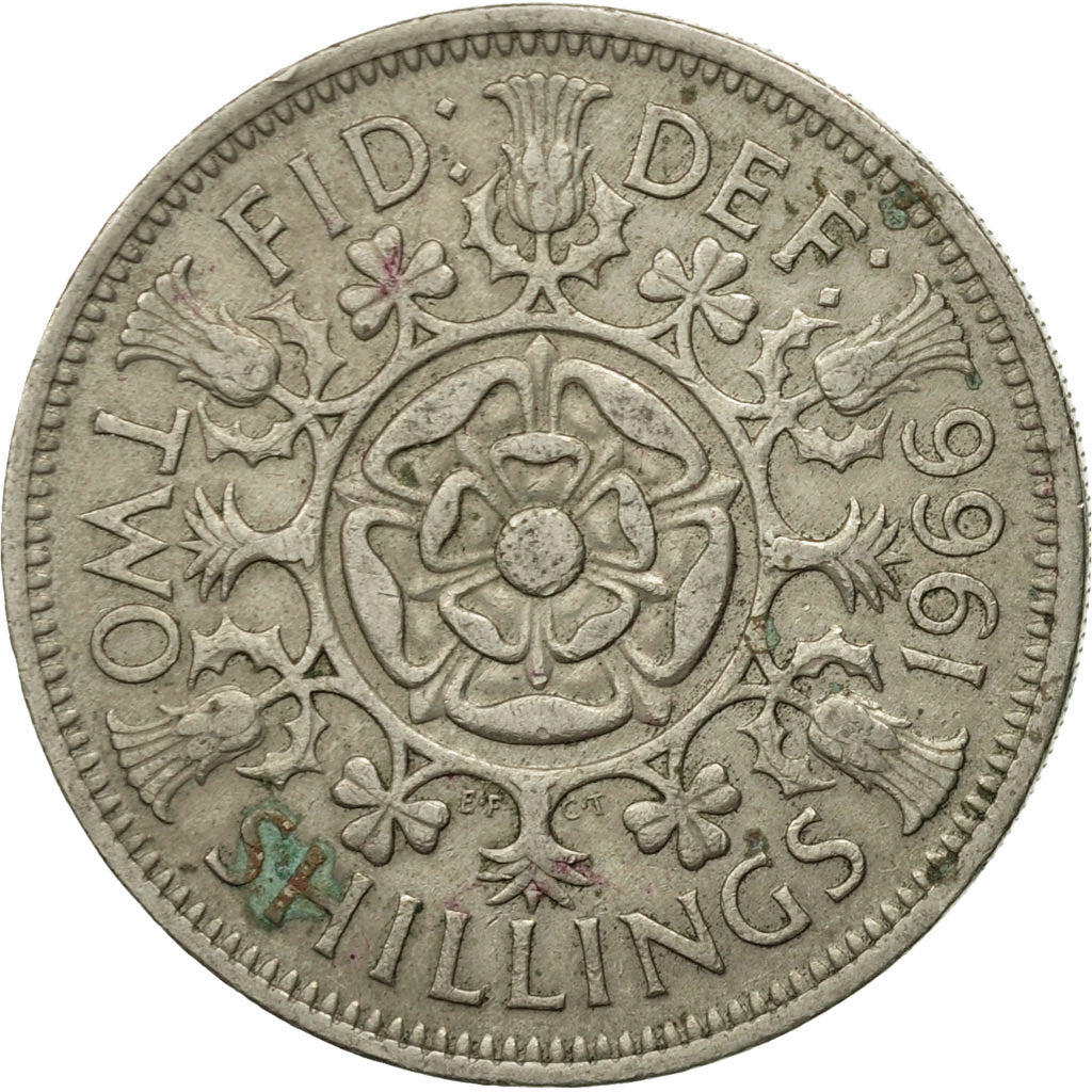Coin, Great Britain, Elizabeth II, Florin, Two Shillings, 1966, VF(20-25)