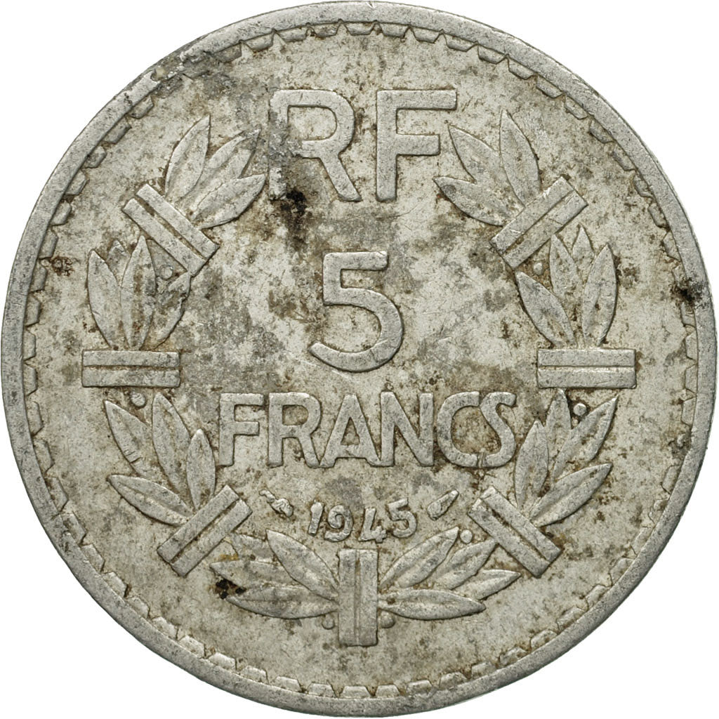 Moneta, Francja, Lavrillier, 5 Francs, 1945, Paris, VF(20-25), Aluminium-Brąz