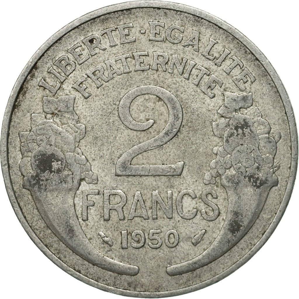 Moneta, Francja, Morlon, 2 Francs, 1950, Paris, VF(20-25), Aluminium, KM:886a.1