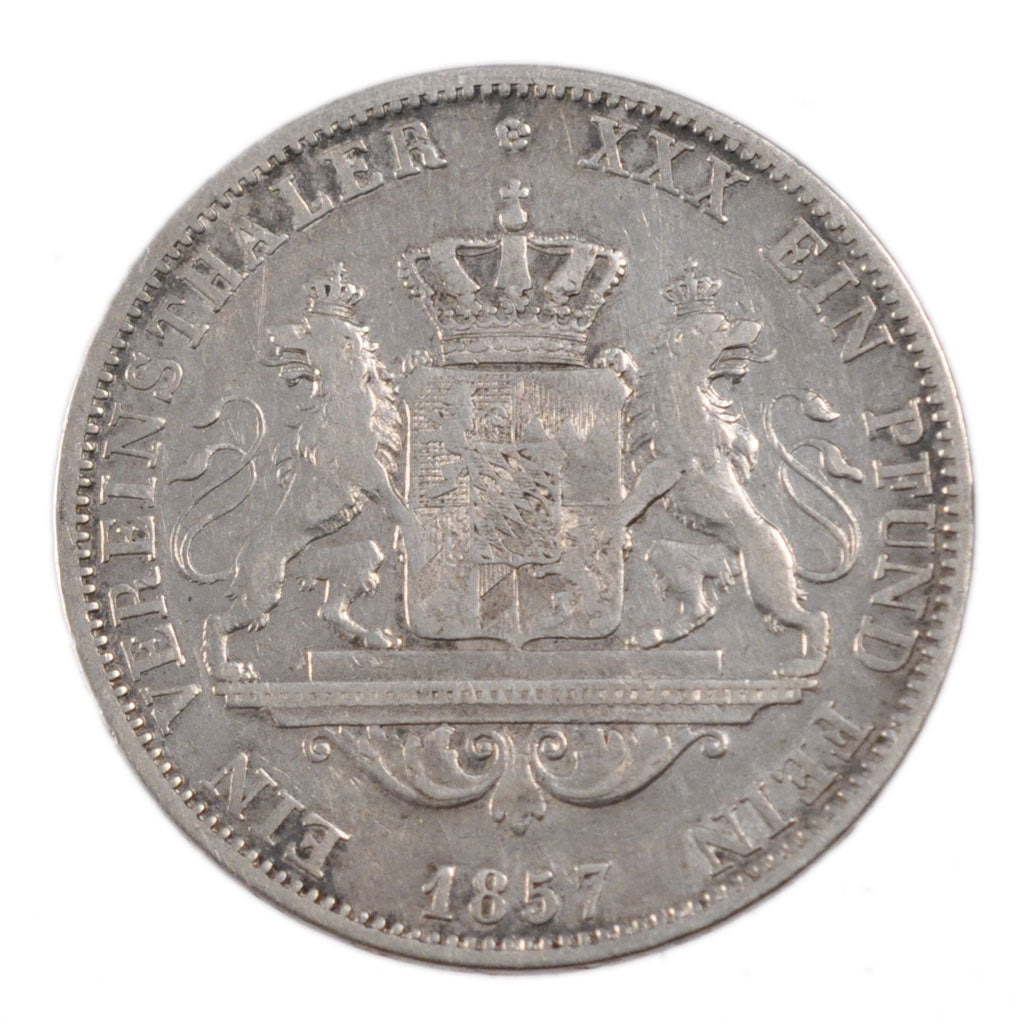 GERMAN STATES, Thaler, Vereins, 1857, Munich, KM #852, VF(30-35), Silver, 18.30