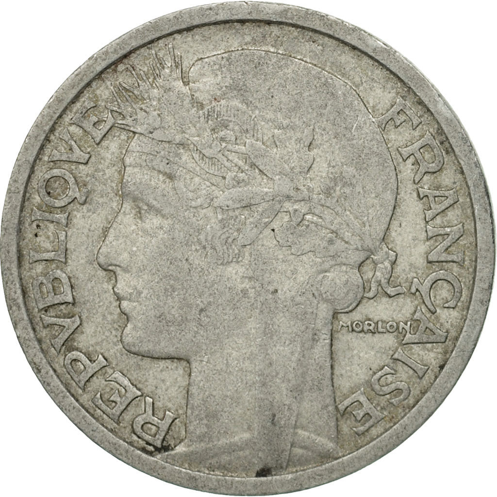 Moneda, Francia, Morlon, 2 Francs, 1958, Paris, BC+, Aluminio, KM:886a.1